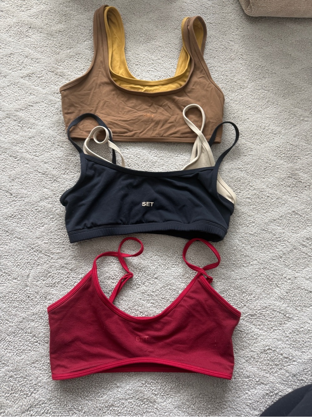 SET Sports Bra Trio - Brown, Black, Red